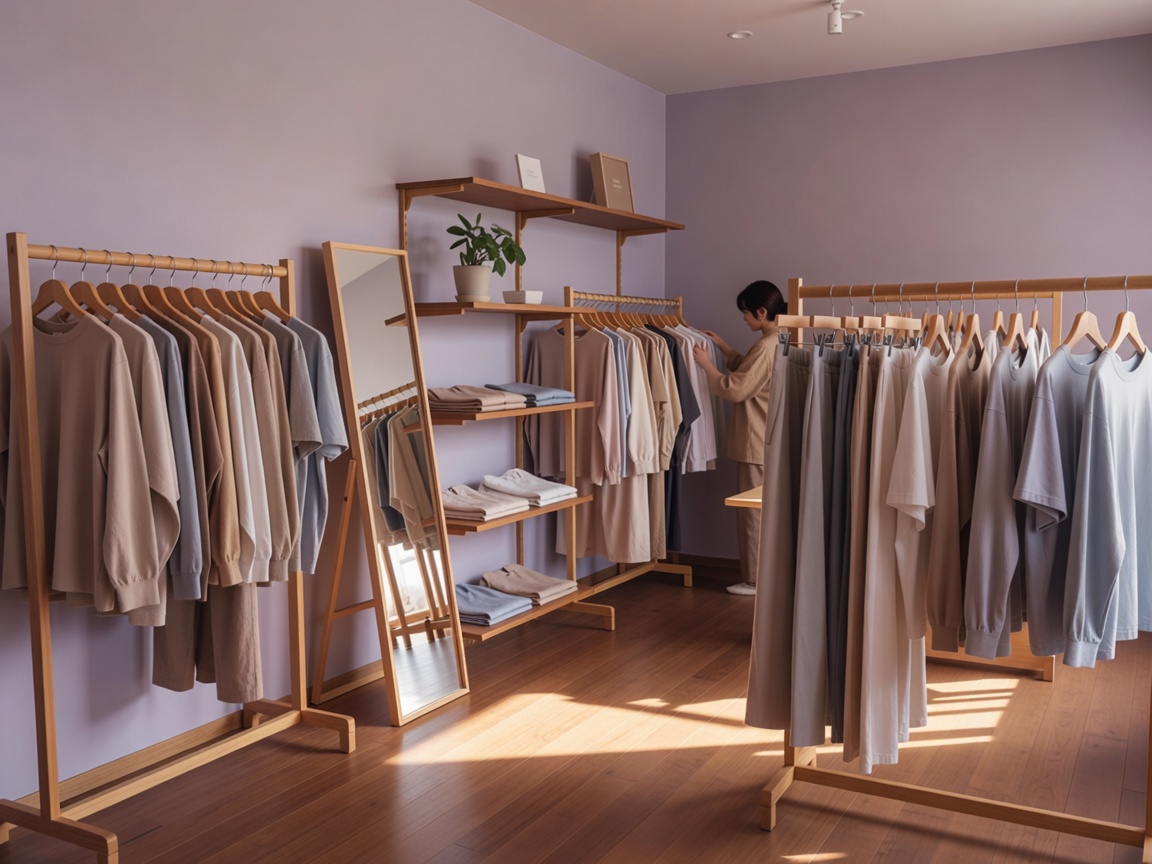 木とレンガの内装が落ち着くセレクトショップの店内