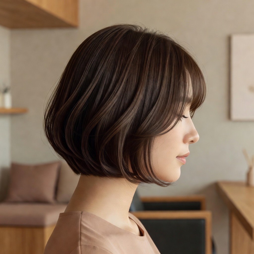 似合わせボブ ー 骨格と生えぐせを見てからの1mm。乾かすだけで丸みが出る、手のかからない長さに設計します