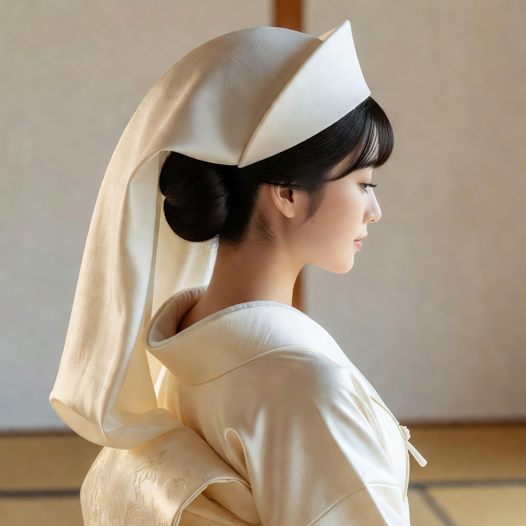 綿帽子 → 角隠し 地毛アレンジ / 和装持ち込み