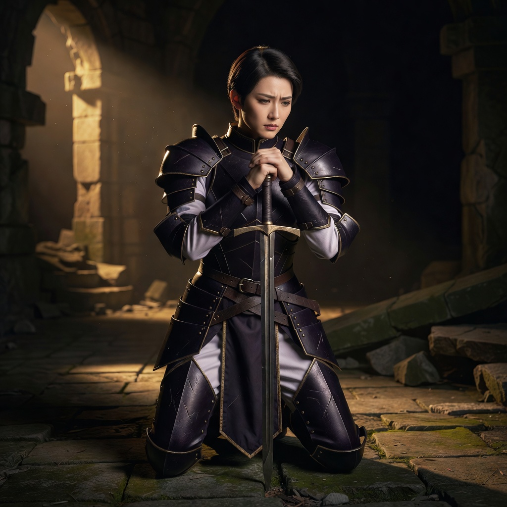 ダークファンタジー ー 堕ちた騎士（男装）ー 甲冑の造形はEVAボードから自作。折れた剣を杖にして立つ、敗者の矜持を纏いました