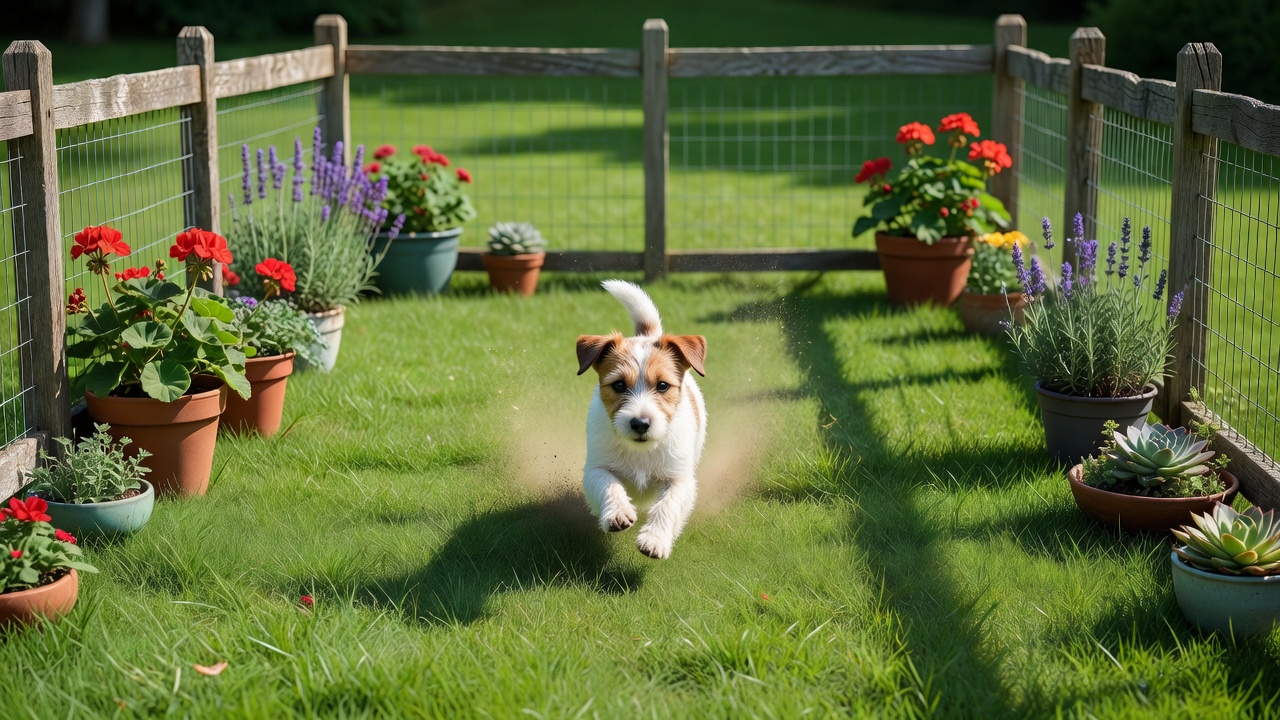 芝生のドッグランは小型犬が安心して走れる広さです