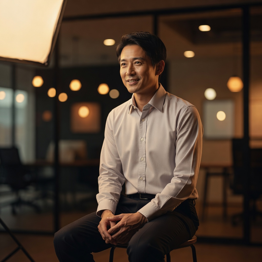 採用動画 ー 社員インタビュー。柔らかいソフトボックスの光で、緊張をほどきながら『本音の表情』を引き出します