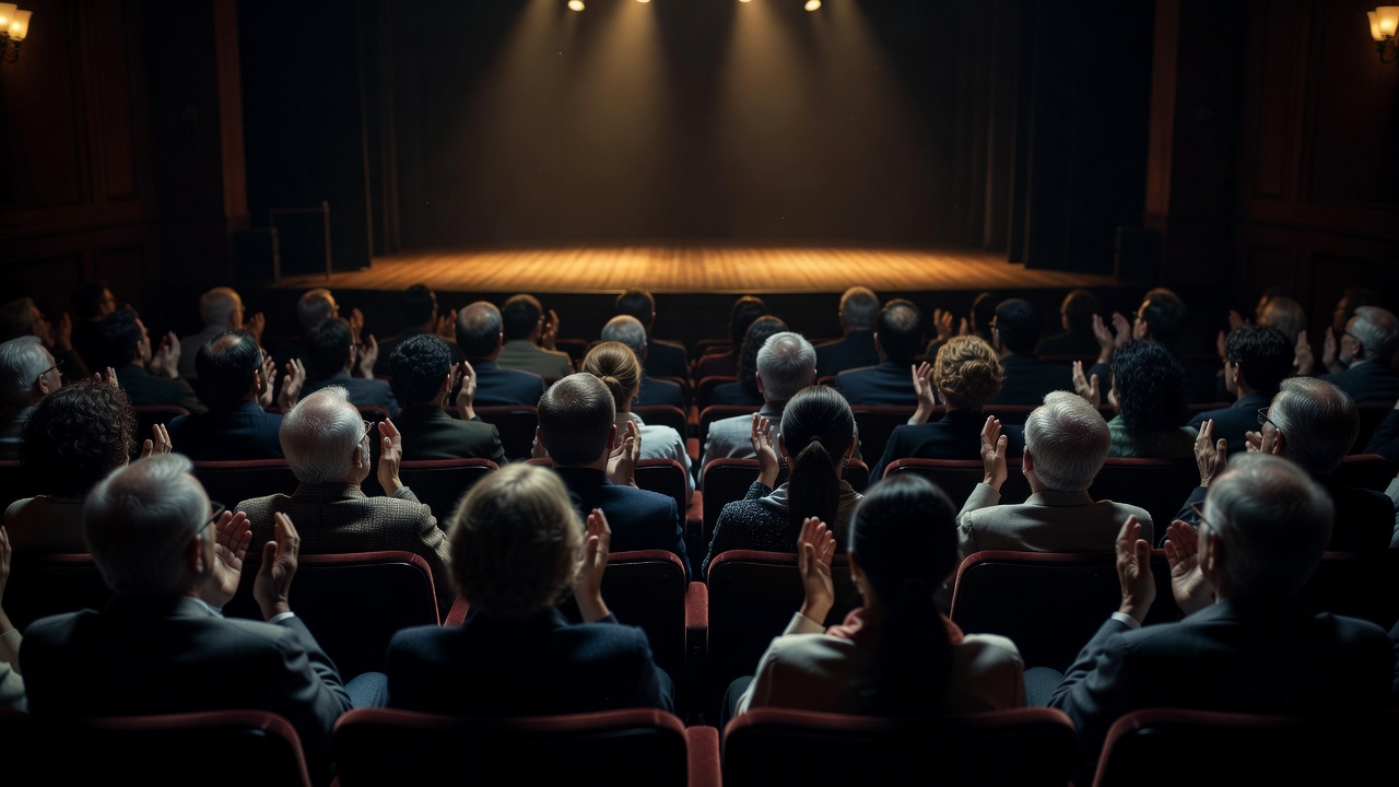 終演後のロビー。戯曲とパンフレット、次回公演のフライヤーが並ぶ台