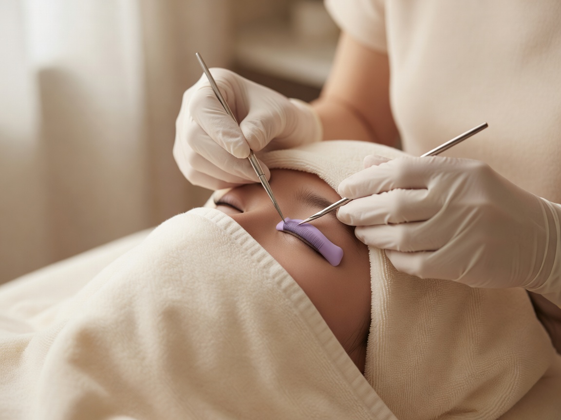 フラットラッシュとボリュームラッシュを付けた目元のビフォーアフター比較