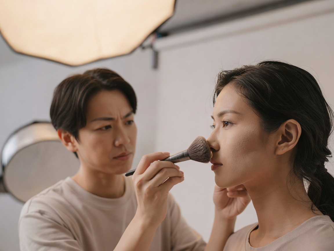 自然光の差し込む静かなヘアメイクの施術スペースとドレッサー