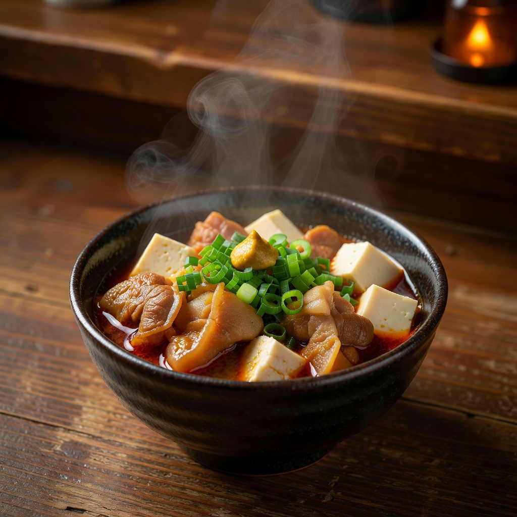 名物 もつ煮込み ー 開店から継ぎ足しの味噌だれ。とろとろになるまで毎朝仕込みます
