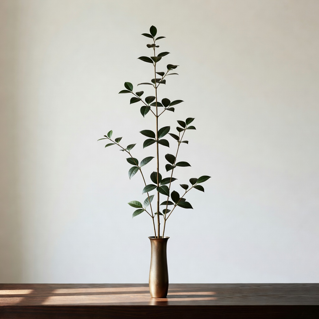 生花（せいか）に近い縦の構成。天・地・人の三つの役枝を、静かに立ち上げて。