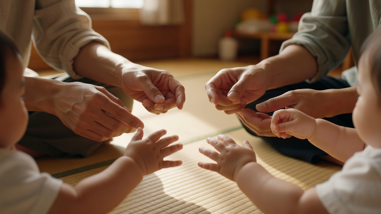 わらべうたと手遊びで、親子で一緒に笑う輪の時間