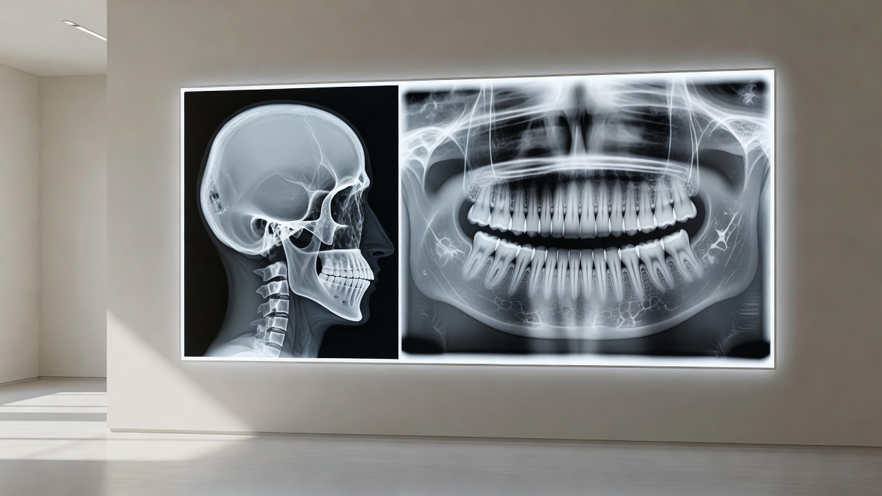 光学スキャナーで歯型を3Dデータ化する、手元とモニター画面のようす