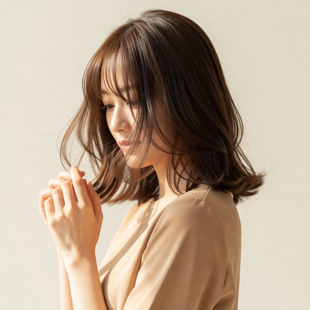 サロンモデル（カット・カラー作品撮り）ー 美容師さんの作品撮りに。仕上がった髪と光がいちばんきれいに見える角度を、一緒に探します