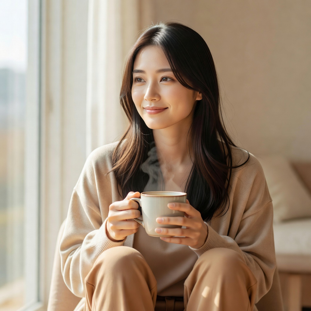 私服スナップ／オフショット ー 撮影の合間の、そのままの空気。ナチュラル系の路線を分かってもらえる素のカットです