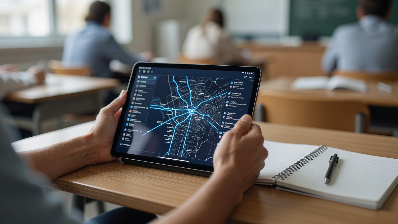 タブレットで地図アプリと乗換案内を操作してみる練習