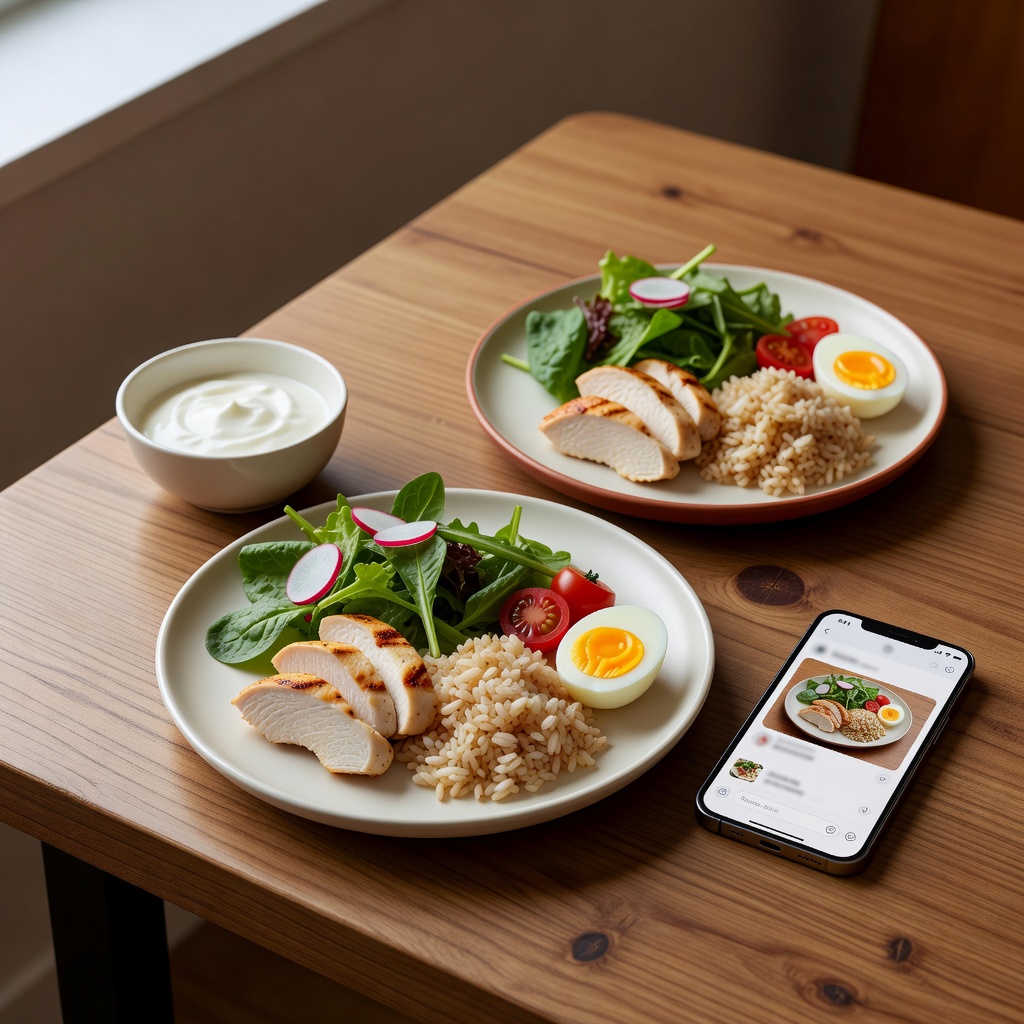 食事サポート ー 我慢ではなく置き換えと組み合わせ。コンビニでも選べる現実的な一食を、写真を送るだけで毎日一緒に整えます