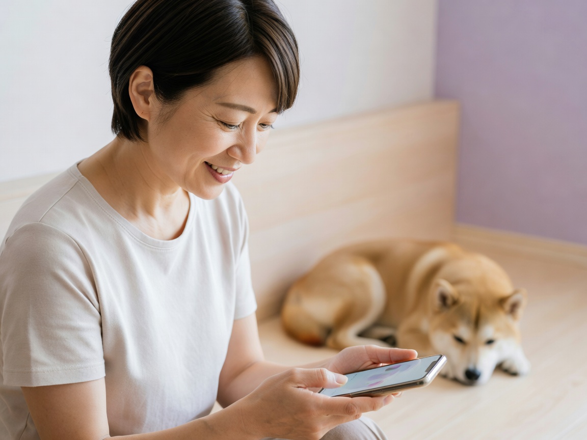 お迎えの飼い主に元気に駆け寄る、預かりを終えた愛犬の笑顔
