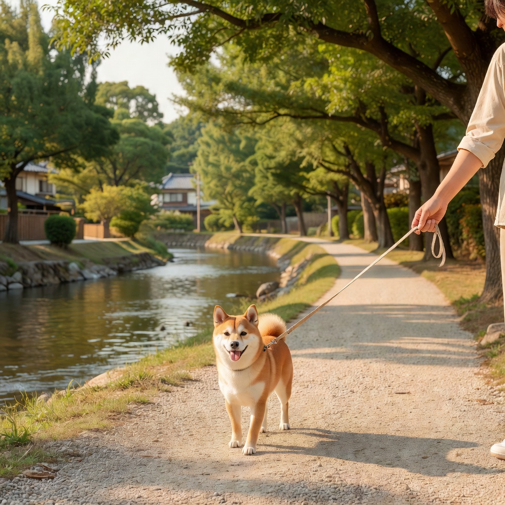 近所の川沿いをお散歩 ー 朝夕2回、その子のペースで。歩かない日は無理をせず、日向ぼっこに切り替えます