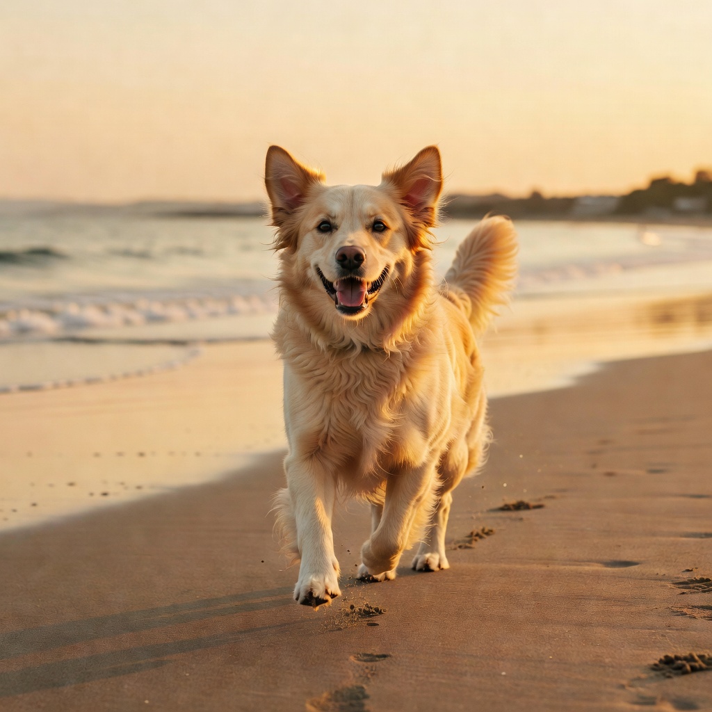 湘南の朝、走るその一瞬を。（犬・ビーチロケ撮影）