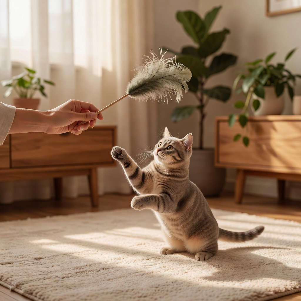 遊びとスキンシップ ー 猫じゃらしで、その子のペースで少しだけ。人見知りの子は、そばに座って気配に慣れてもらう日もあります