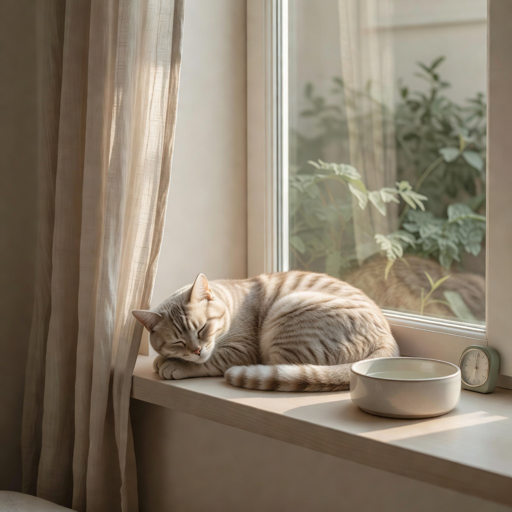 日なたの見守り ー 窓辺の温度、お水の減り、脱走口の戸締り。猫が快適に過ごせているか、目に見えないところまで確かめます