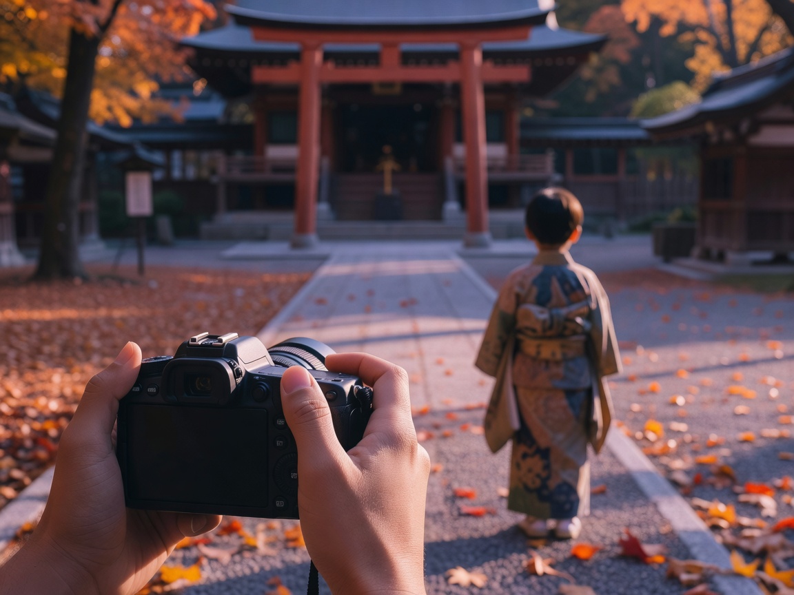 七五三の女の子を神社のロケーションで撮影した出張フォトの作例