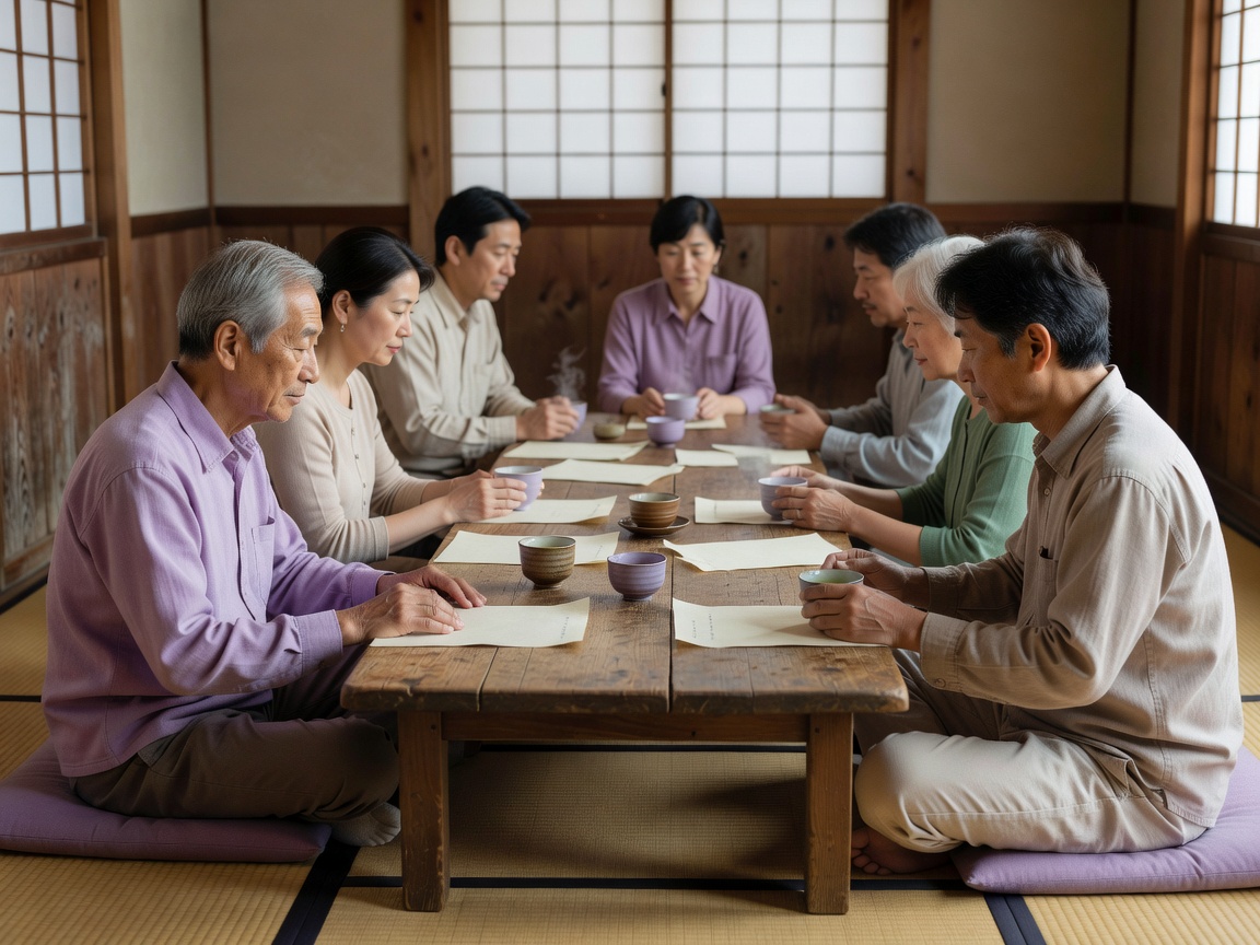 町内会館の掲示板に貼られた年間行事とお知らせのQRコード