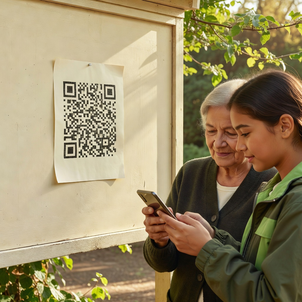 掲示板とQR（通年）ー 会館前の掲示板に「ここから最新情報」のQRを貼りました。スマホの方はQRで、そうでない方は今まで通り回覧で。どちらの世代も置いていきません。
