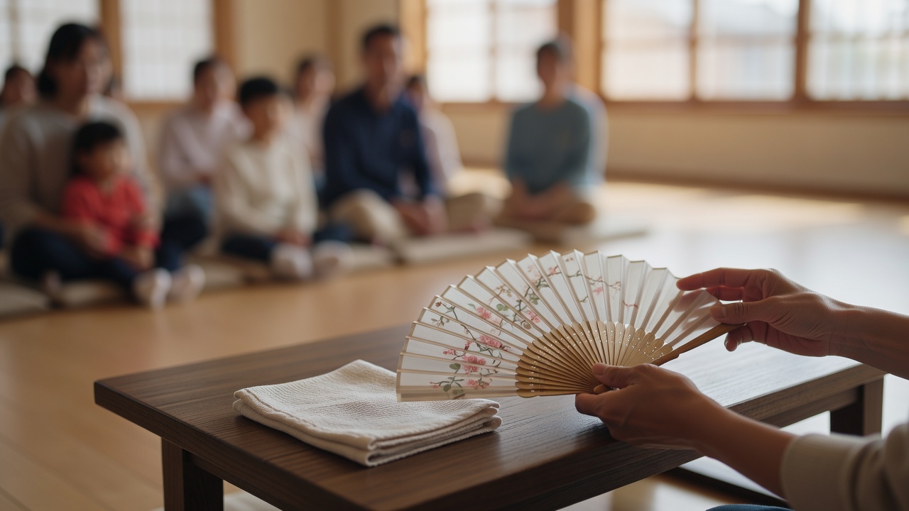 親子で楽しむ寄席入門、小咄と扇子の使い方の手ほどき
