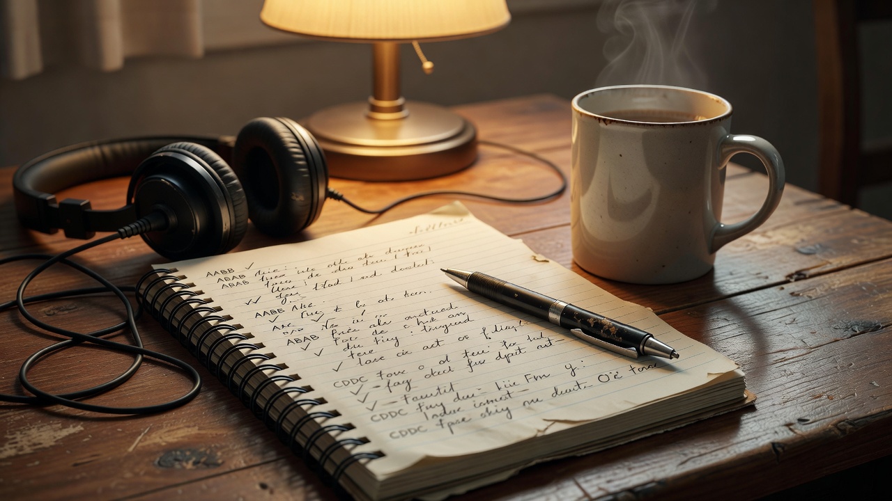 リリックノートに、その日の韻を書き留める
