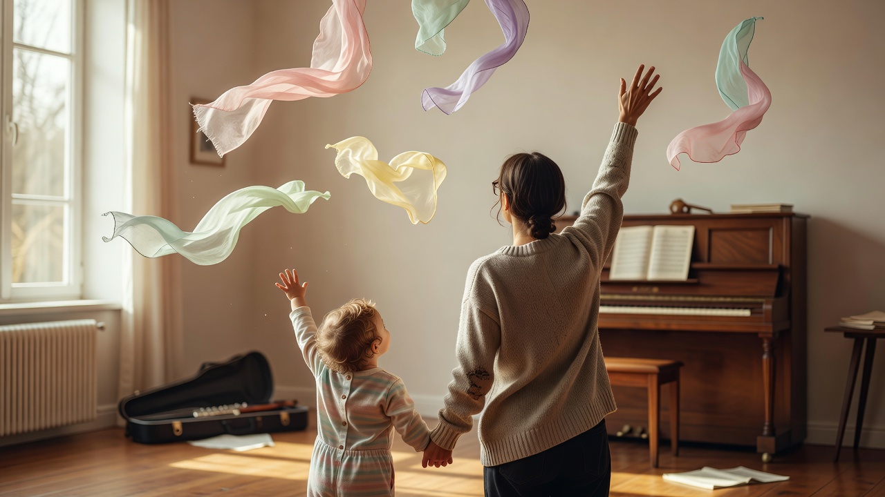 親子が手をつないで歌う、季節のわらべ歌のひととき