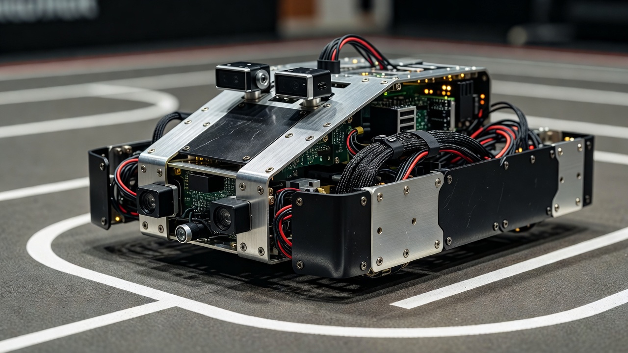 全国大会に向けて、チームで相談しながら改良を重ねる競技用ロボット