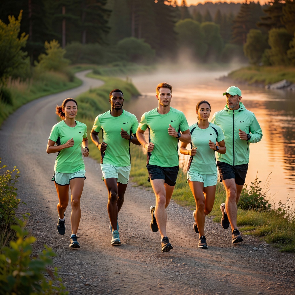 10kmグループ・ペース走 ー 5km走れる人の次の一歩。河川敷を折り返して、キロ6〜7分で気持ちよく。フォームは走りながらコーチが声をかけます