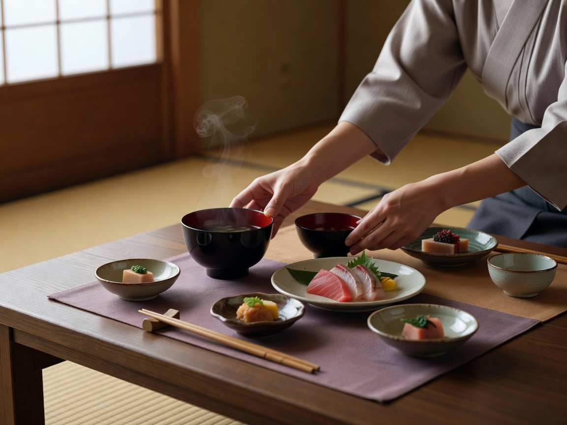 部屋食で供される松葉蟹の会席膳