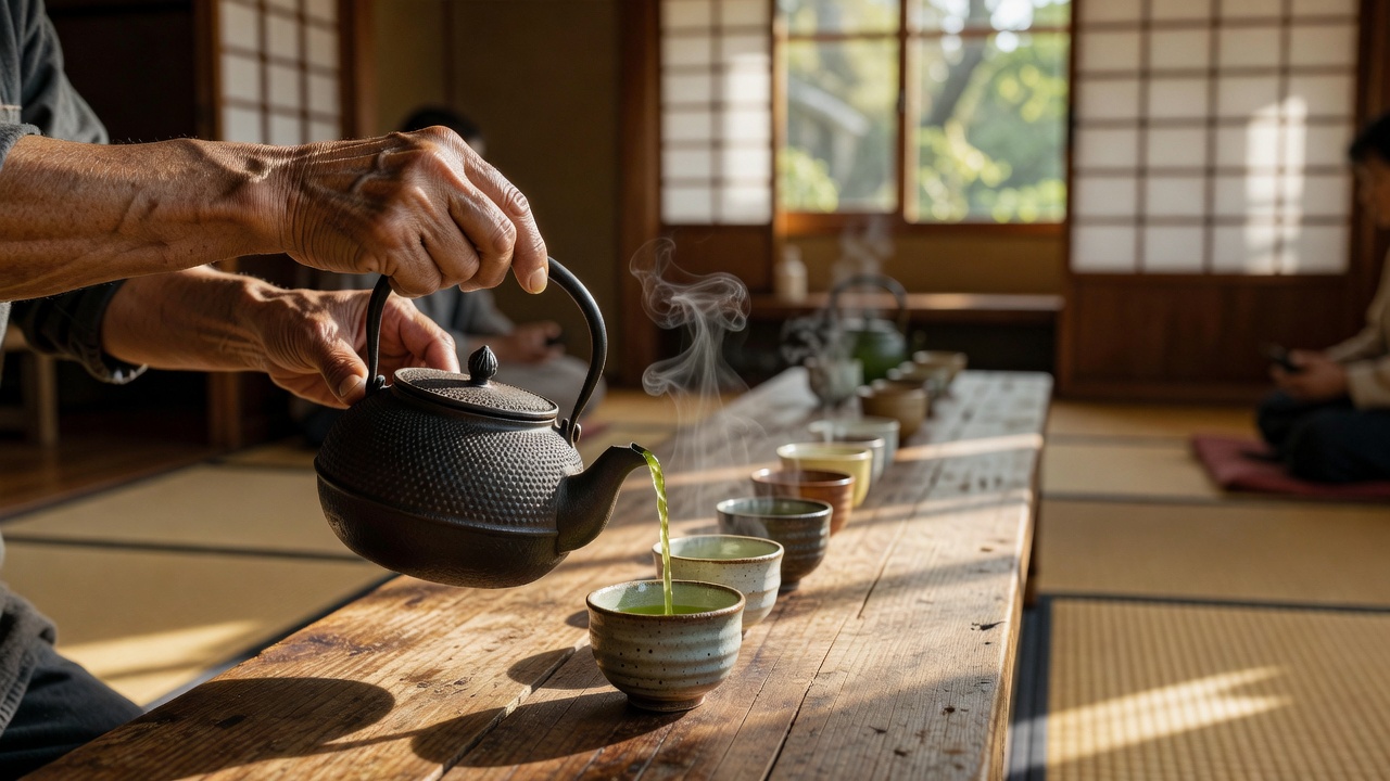 開会のお茶とおしゃべり ー 13:30、和室に車座になって、まずは一服。『お変わりない？』の声かけから午後が始まります。はじめての方は、ここで隣の常連さんが自然と話しかけてくれます。