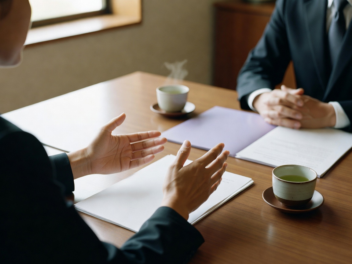 経営者と向き合い就業規則を説明する社労士の相談風景