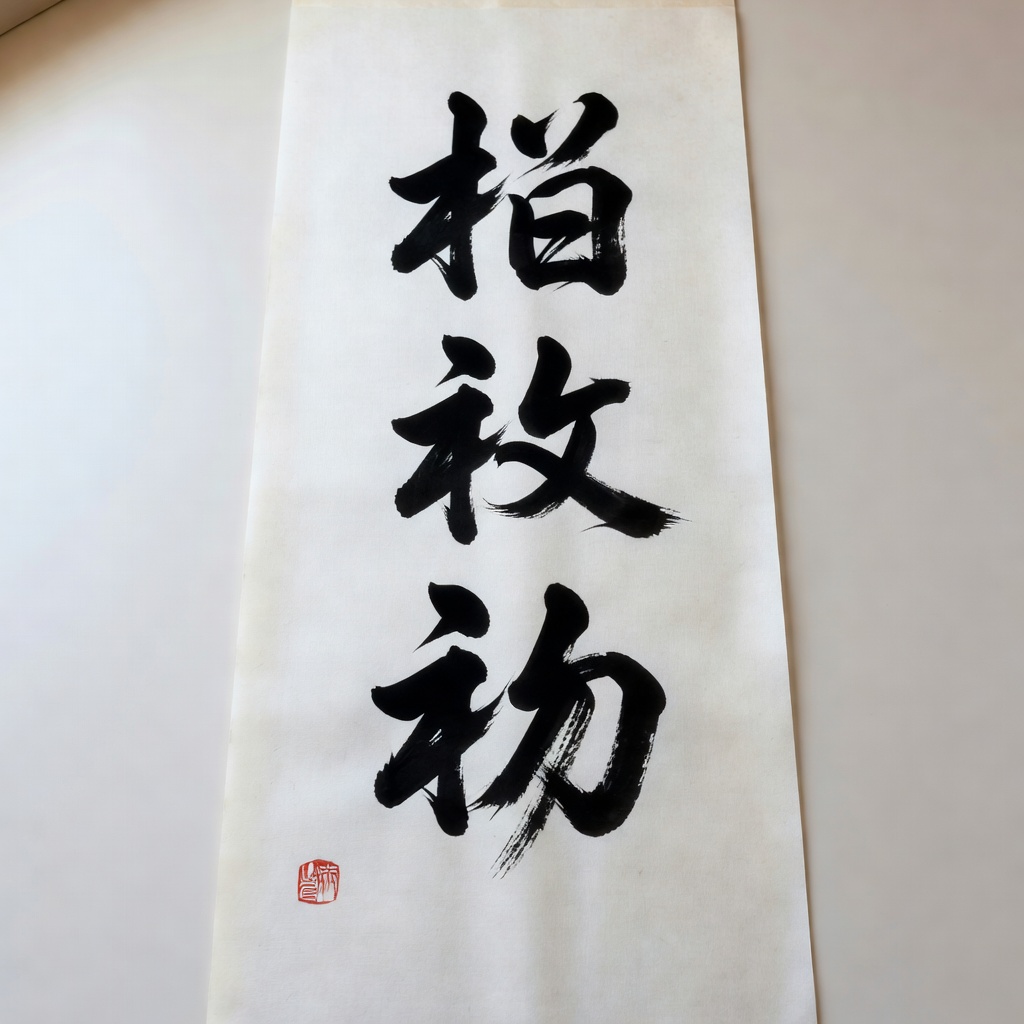 条幅の創作。白と黒の間（ま）を読む、大人の漢字書道。