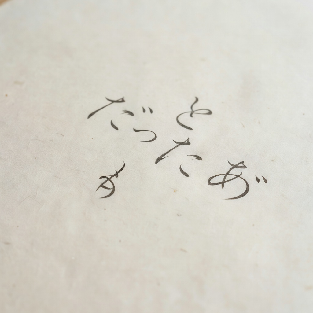 かな書道。古今和歌集の一節を、細くやわらかな線で。