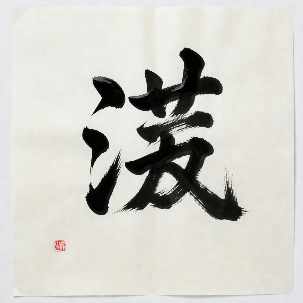 個展出品作。大字「息（いき）」。呼吸のはじまりと終わりを、余白に預けて。