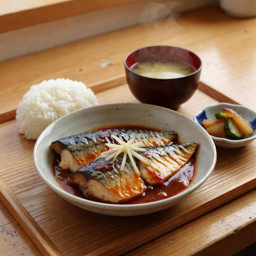 日替わり定食 ー この日はサバの味噌煮。生姜をきかせてこっくりと。焼き魚か煮魚か、その日の仕入れで。毎朝Instagramでお知らせします