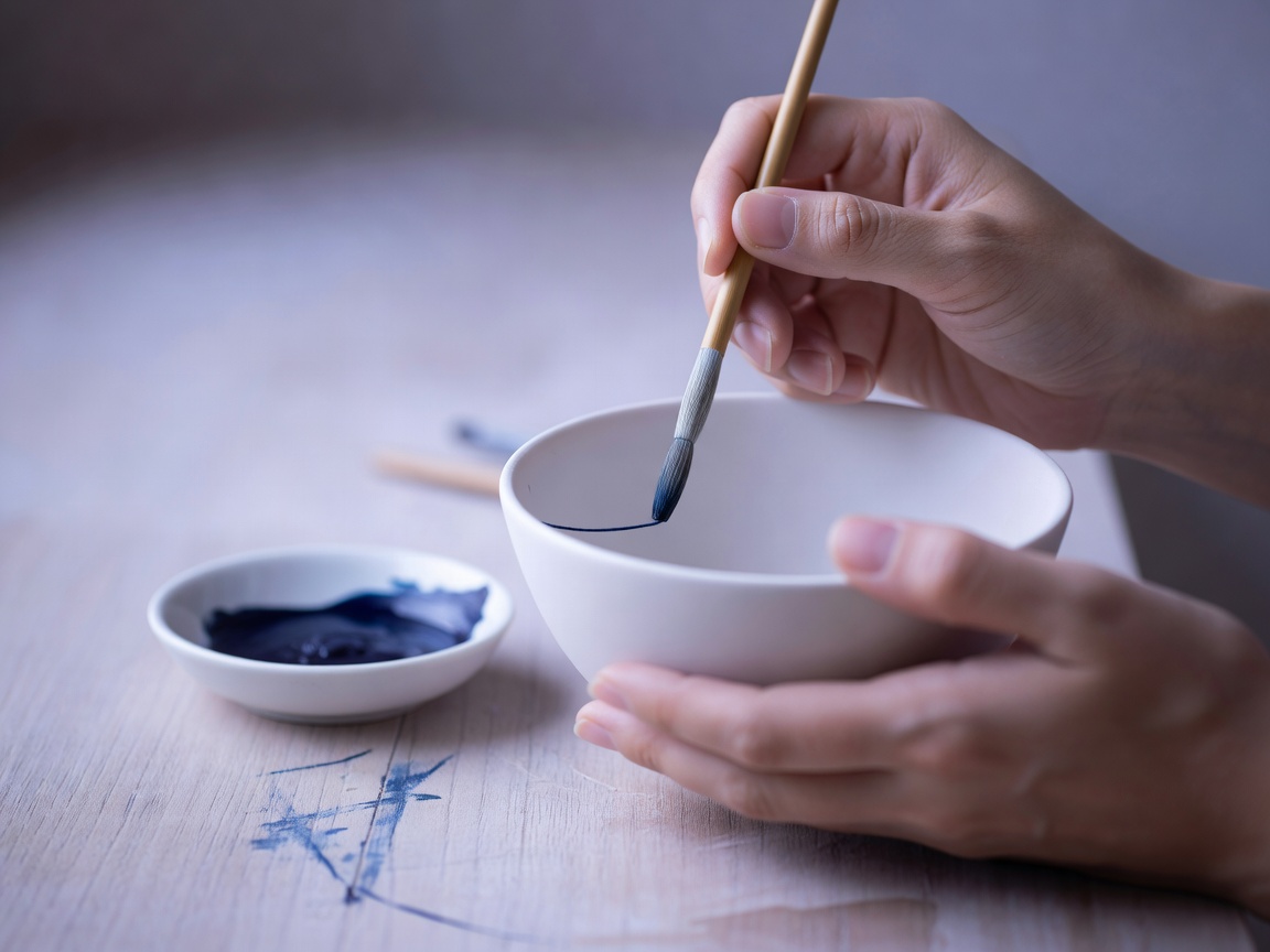 粉引や焼締など釉薬違いのうつわが並ぶ作品棚