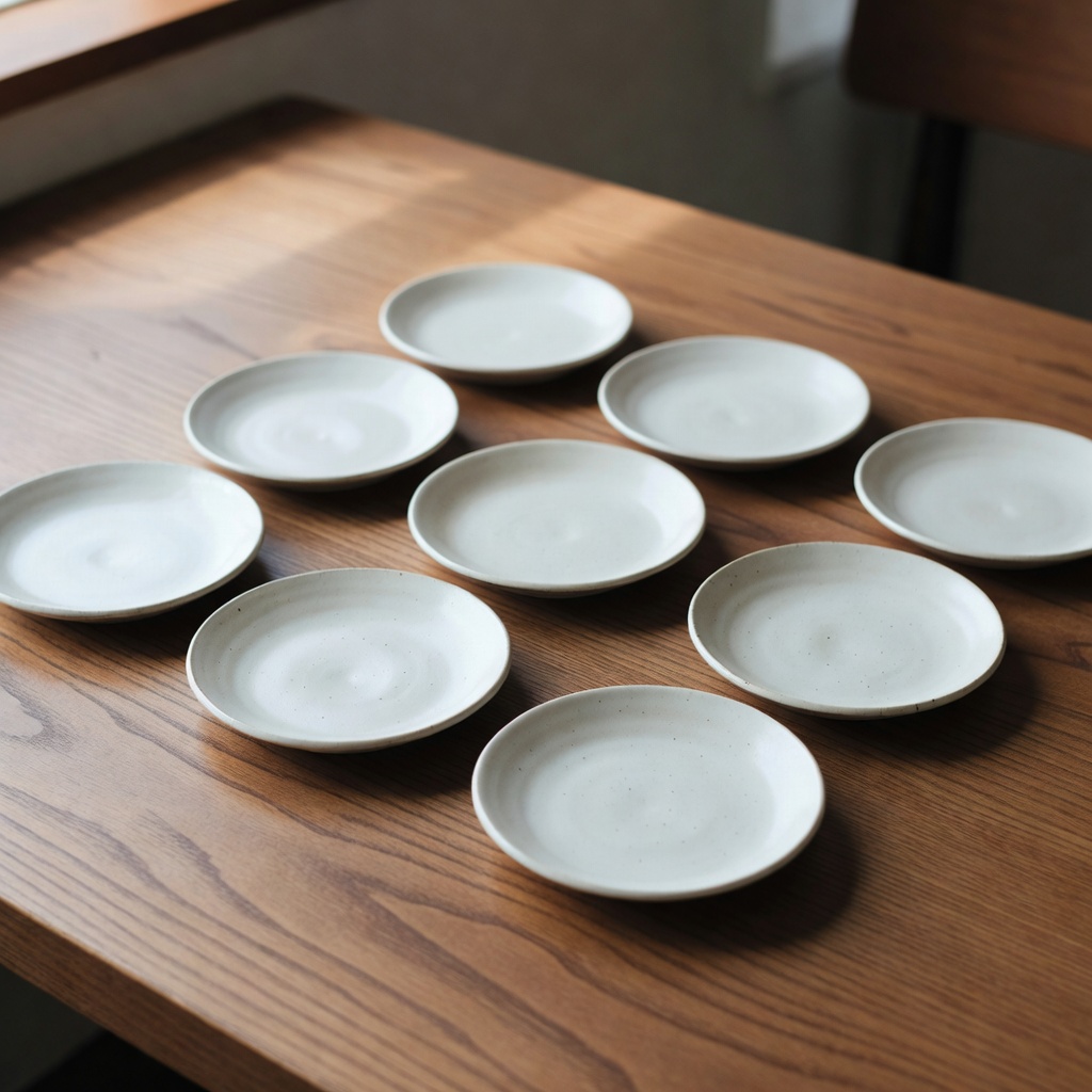 オーダーの取皿一式 ー 市内のカフェ様へ納めた、粉引の豆皿と銘々皿のセット