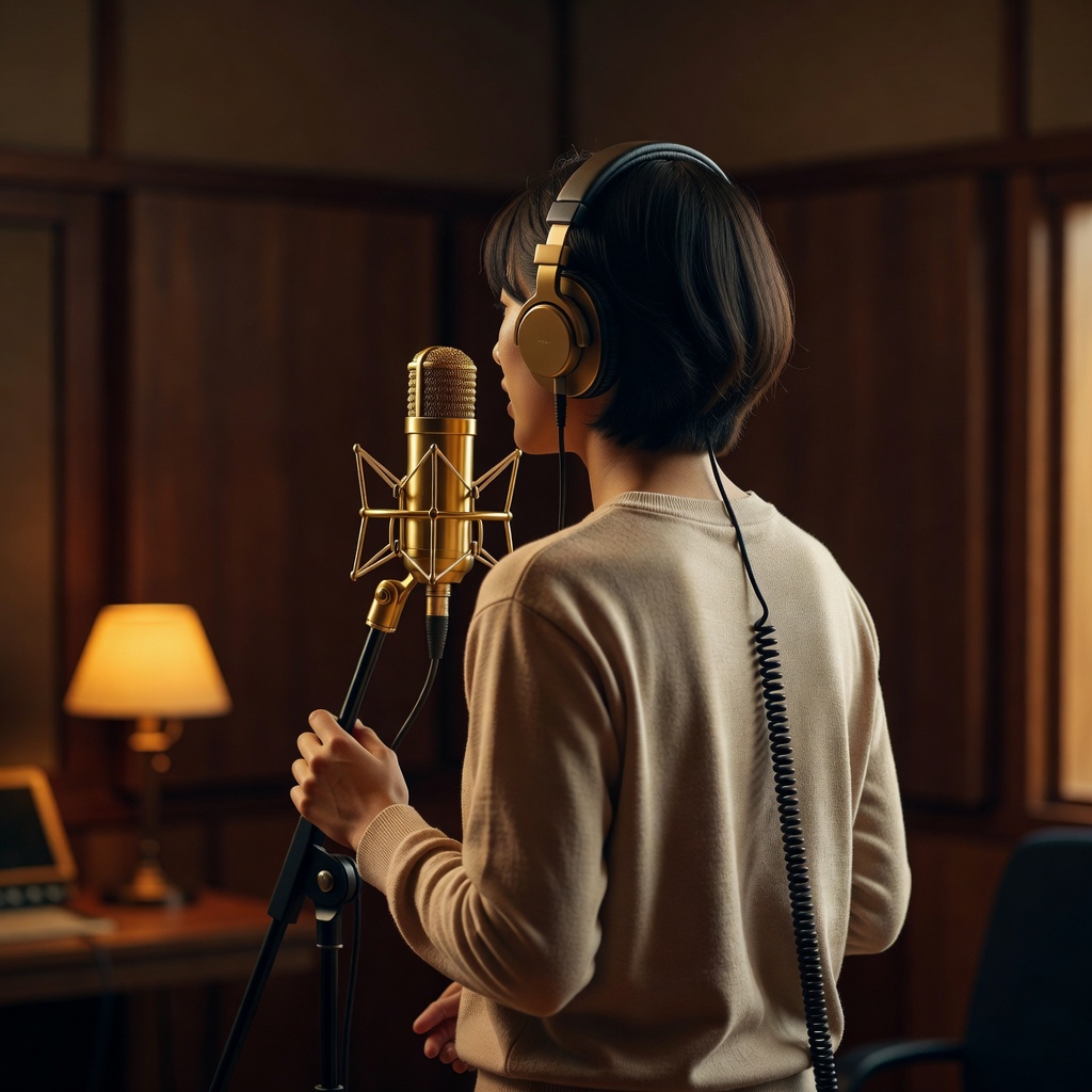 マイクの前で ー コンデンサーマイクで自分の声を聴くことから。まずは今の声を知ることから始めます