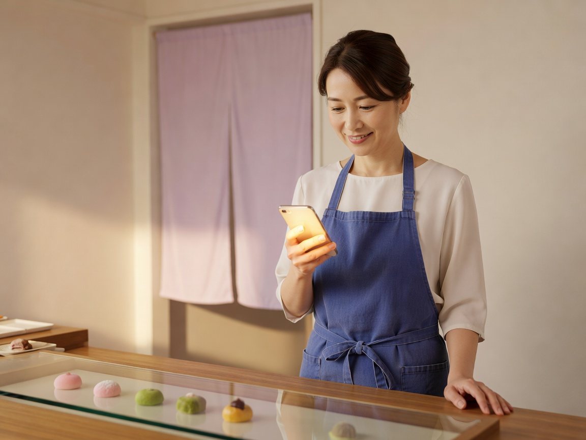 行事の折詰を受け取り笑顔になるお客様と店主