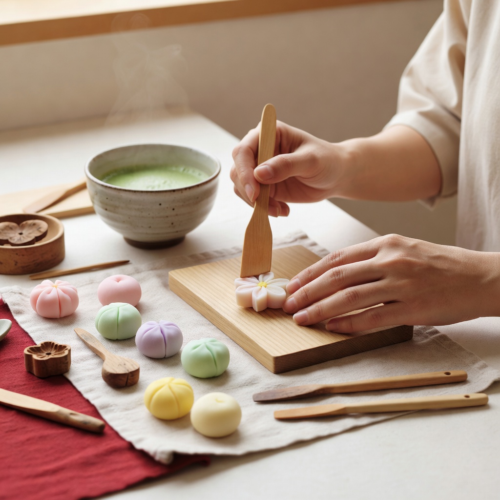 練り切り体験 ー 一輪の花を、ご自分の手で。蔵前めぐりの記念に季節の生菓子を二種。海外のお客様には英語でご案内します
