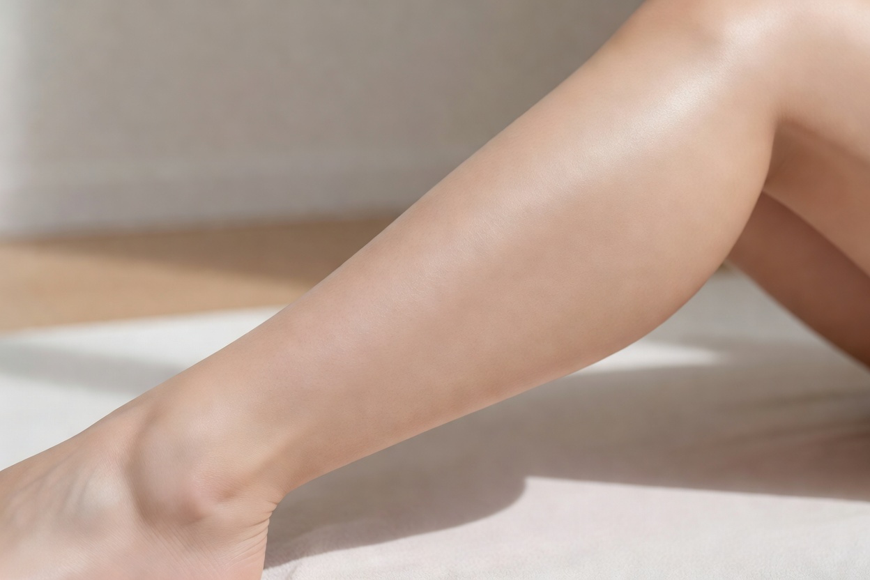 固まったワックスを一気に引き剥がした直後の、なめらかなVラインの仕上がり