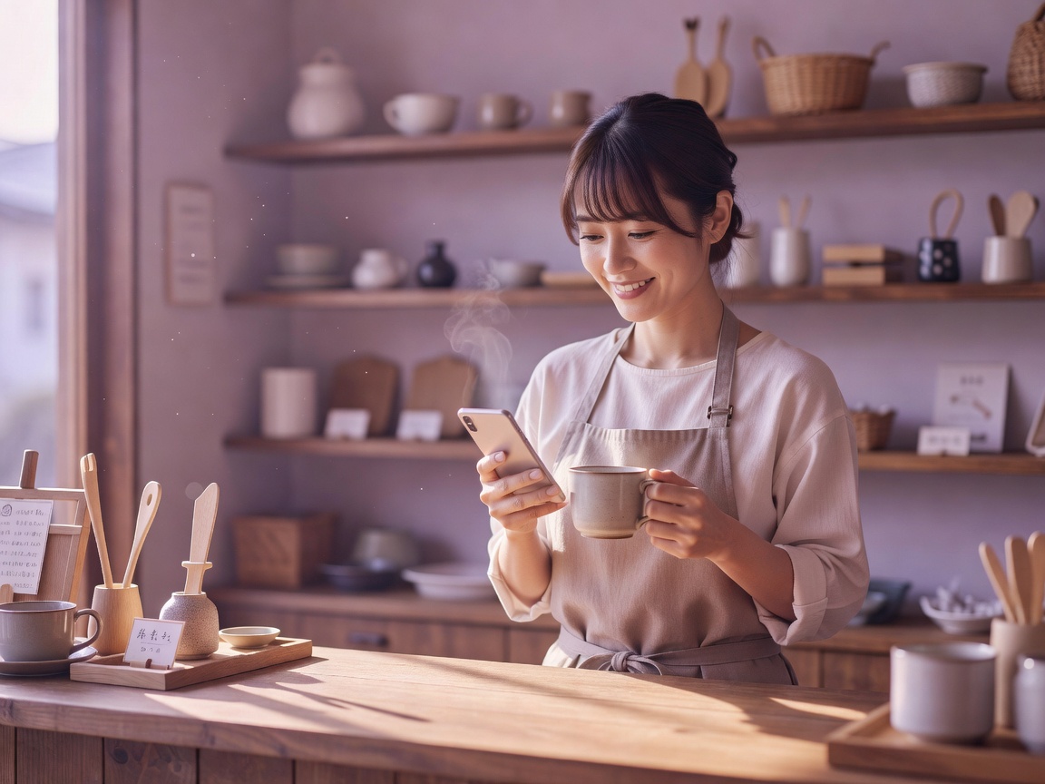 丁寧に包んだギフトを手渡し、お客様が笑顔になる瞬間